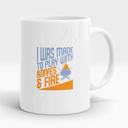 LASTWAVE I Was Made To Play With Knives & Fire, Graphic Printed 325ml Ceramic Coffee Ceramic Coffee Mug