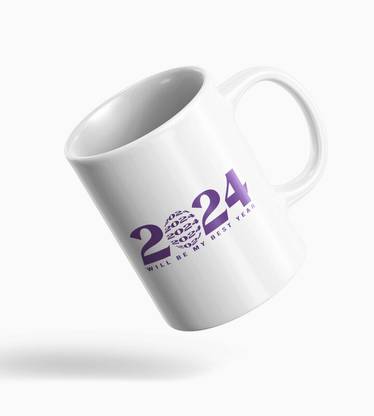 DOGAR ESSENTIALS 2024 The Best Year,New Year Printed Coffees Ceramic Coffee Mug