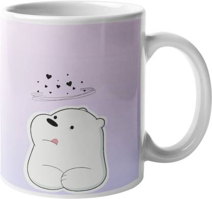 FOKAT We Bare Bear Grizzly, Ice & Panda Bear Cartoon Premium, Printed | White Ceramic Coffee Mug