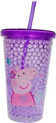 miRim Acrylic Frosty Gel Tumbler with Slider Sipper Lid (Random Prints) Plastic Tumbler