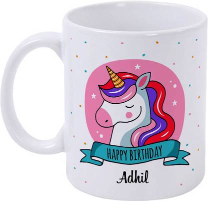 epheriwala Happy birthday Adhil Unicorn Printed Ceramic Coffee Mug