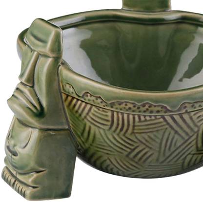 Lyla Ceramic Punch Bowl Three Legged Design Tikis Drinking Cup for Bar Home Green Ceramic Coffee Mug