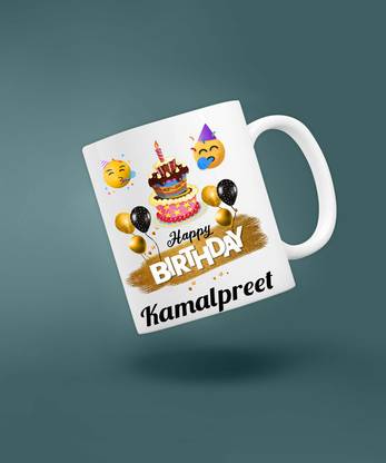 badri creations Happy Birthday Kamalpreet Super White Coffee Ceramic Coffee Mug
