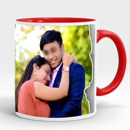 Lovers Point Inside Red Colour Handle Ceramic Coffee Mug