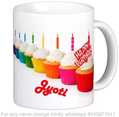 Exocticaa Happy Birthday Gift for Jyoti Cake theme Message 022 Ceramic Coffee Mug