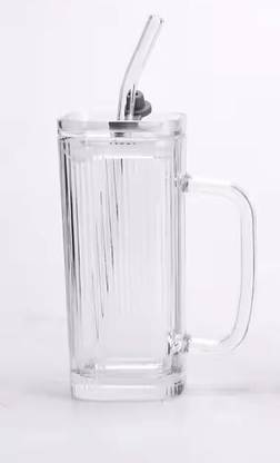 VM PARTNER Drinking Glass Travel Sipper Tumbler with Straw and Lid Tea and Coffee Glass Mason Jar