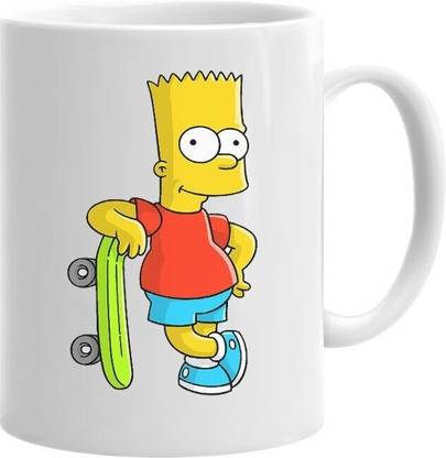 craft maniacs BARTY SIMPSON POSER 330 ML WHITE MUG FOR SIMPSON LOVERS Ceramic Coffee Mug