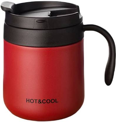 HomeHunt 350ml Thermal, Vacuum Insulated Cup with Handle and Lid for Cold & Hot Drink Stainless Steel Coffee Mug