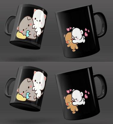 SRK CREATION BEST CUTE DESIGN BLACK PRINTED MUG SRK-GA2-0098B Ceramic Coffee Mug