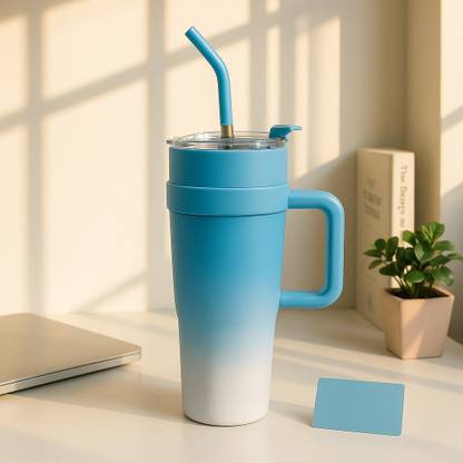 UCP Stanley Style Tumbler with Straw & Handle – Hot & Cold Water Bottle Stainless Steel Tumbler
