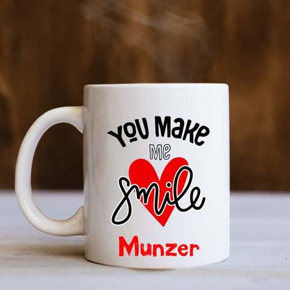 badri creations You Make Me Smile Munzer White Ceramic Coffee Mug
