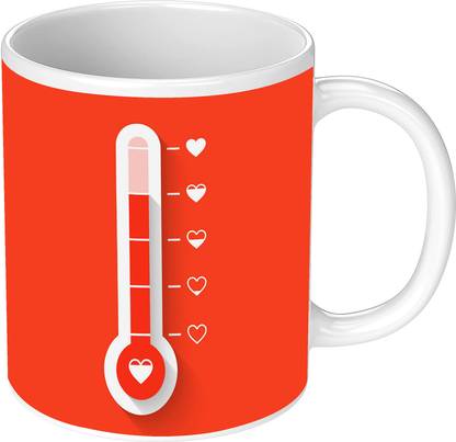 C AND P 3D Love Meter with Hearts Printed Ceramic Coffee Mug