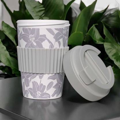 AANZIA Milk Tea Coffee Cup Plant Fiber Travel Milk Drinking Silicone Lid Sleeve Stainless Steel Coffee Mug