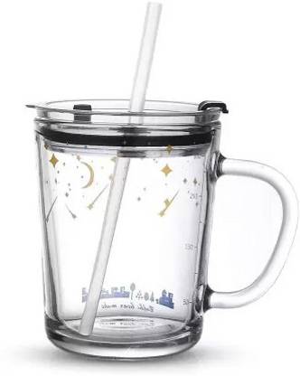Nipun Solutions Deli 300ml printed sipper Glass Mason Jar