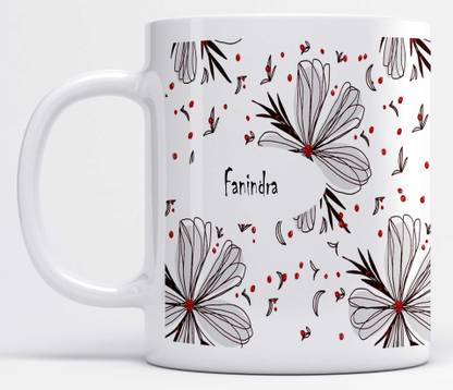 LOROFY Name Fanindra Printed Flower Forest Design Ceramic Coffee Mug