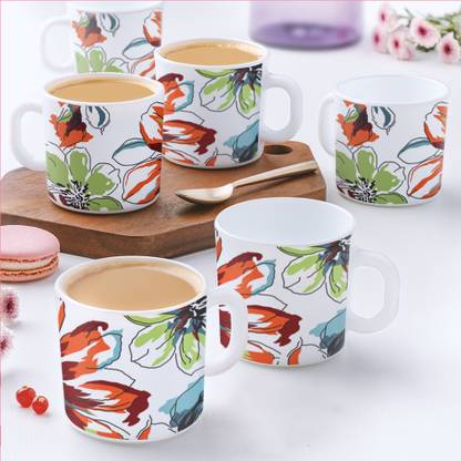 Larah by Borosil Bali Tea/Coffees, Bone Ash Free Crockery Set Ideal For Daily Use & Gifting Opalware Coffee Mug
