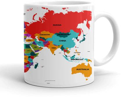 Clapcart World Map Design Print Ceramic Coffee Mug
