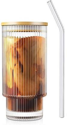 GOOD TO GREAT CREATION Drinking Glasses Tumbler Set of 1 with Bamboo Lids and Straws Glass Tumbler