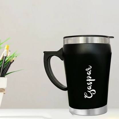 SY Gifts Black Coffee With Gaspar Name Stainless Steel Coffee Mug