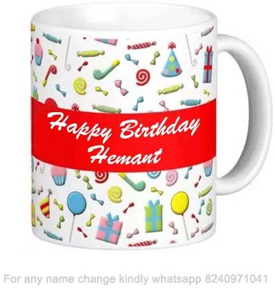 GNS National Happy Birthday Gift for Hemant Cake theme Message 011 Ceramic Coffee Mug