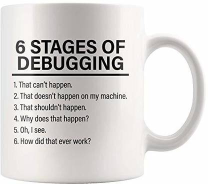 HUMWE Stages of Debugging Computer Programmer Gift Programming Geek Nerd Ceramic Coffee Mug