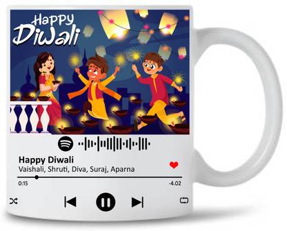 Shri Ganesh Handloom Spotify Music & Photo with Scannable Code for Diwal or any Other occassion Ceramic Coffee Mug