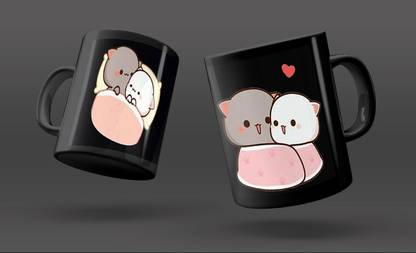SRK CREATION BEST CUTE DESIGN BLACK PRINTED MUG SRK-GA-0620 Ceramic Coffee Mug