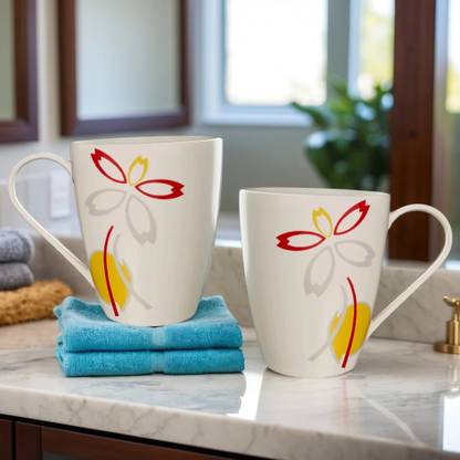 U.P.C. Print Series Fine Bone China Ceramics 300ml (Pack of 2) Ceramic Coffee Mug
