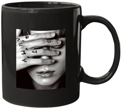 craft maniacs JUNGKOOK TATTOO ART 330 ML BLACK COFFEE MUG FOR BTS ARMY Porcelain Coffee Mug