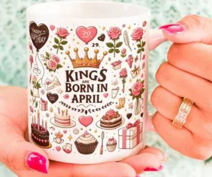 Manorath Kings Are Born In April code 4 Happy Birthday mug Sip,Celebrate,Repeat Ceramic Coffee Mug