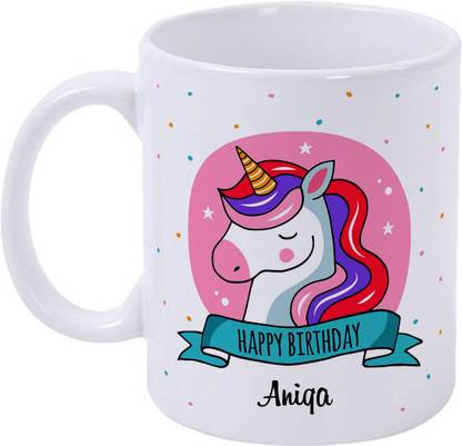epheriwala Happy birthday Aniqa Unicorn Printed Ceramic Coffee Mug