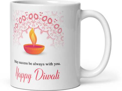 THE MEHRA CREATION May success be always with you, happy diwali, diwali wish quotes, gift for mother, father, husband, wife, girlfriend , boyfriend, friend, sister , brother, cousin , daughter , in-law, employee, colleague,ceramic coffee mug (325 ml) Ceramic Coffee Mug