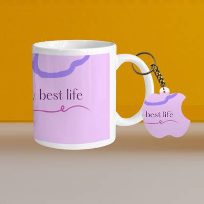 VM SHOPPING MALL 330ml Ceramic White Coffee - living my best life - WithApple Keychain Ceramic Coffee Mug