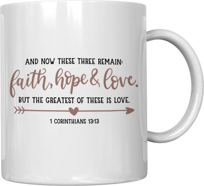 Aakansha Modern Christian Bible Verses 11oz. Coffee Gift, Faith Hope Love, 1-Pack Ceramic Coffee Mug