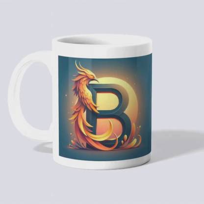 A1kart Majestic Phoenix Feather 'B' Monogram - Unique Home Decor Ceramic Coffee Mug