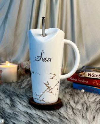 SASSIE LIFE COFFEE MUG WITH STAINLESS STEEL STRAW Ceramic Coffee Mug