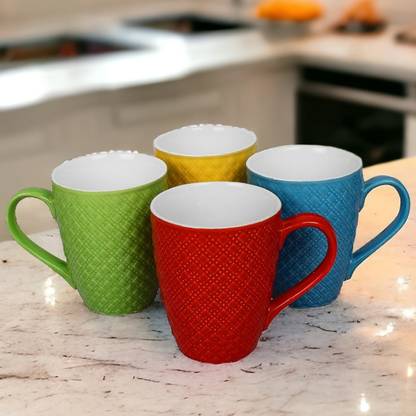 KITTENS Large 300 ml Checkered Pattern Ceramic Coffee Mug
