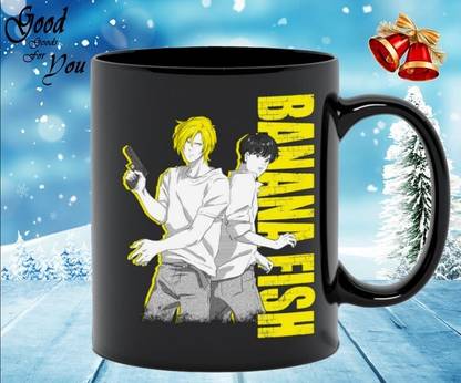 craft maniacs BANANA FISH COOLEST POSTER PRINTED 330 ML BLACK MUG FOR BANANA FISH ANIME LOVERS Ceramic Coffee Mug