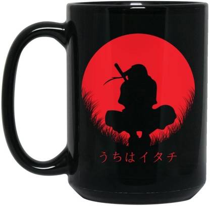 craft maniacs ITACHI UCHIHA POLE ON PRINTED 330 ML BLACK MUG FOR ITACHI LOVERS Porcelain Coffee Mug
