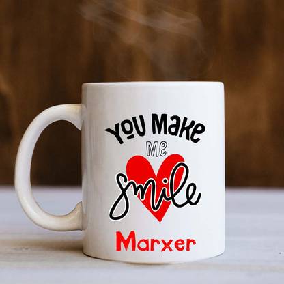 badri creations You Make Me Smile Marxer White Ceramic Coffee Mug