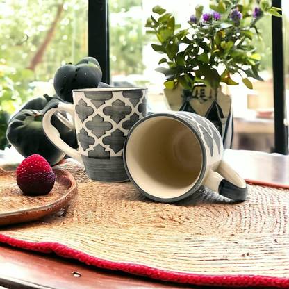 claay craft ceramic morrcan art coffe mug color- grey Ceramic Coffee Mug