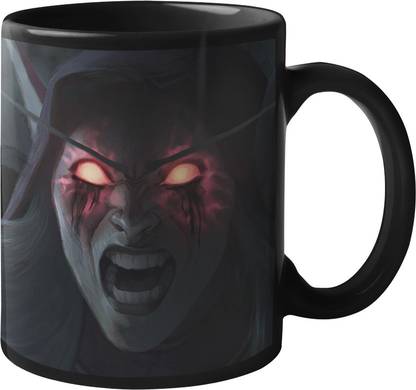 FOKAT Azeroth Sylvanas Windrunner World Of Warcraft Game Character Printed Black Ceramic Coffee Mug