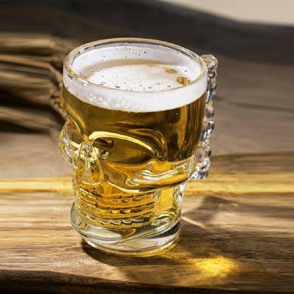 Adhunyk skull Glasss with Handle Dining Table Crystal skull with Skull Design Glass Beer Mug