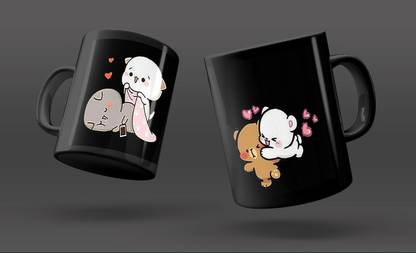 SRK CREATION BEST CUTE DESIGN BLACK PRINTED MUG SRK-GA-0109B Ceramic Coffee Mug
