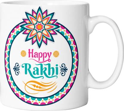 Gifting Style Happy Rakhi Rangoli Ceramic Coffee Mug