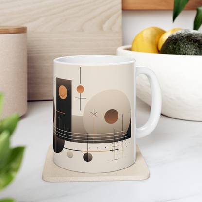 Creative Pixel Store Japandi Style Abstract Printed Ceramic Coffee Mug