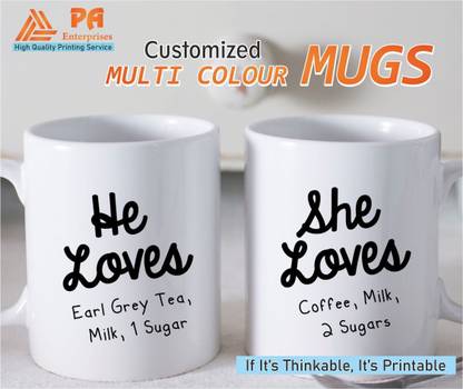 PA ENTERPRISES Personalised Couple Mag Printing Set Ceramic Coffee Mug