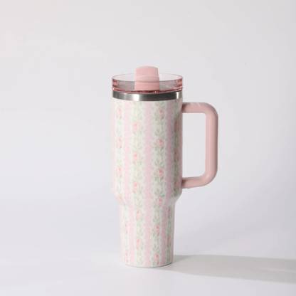 RHINETOYS Floral Print Stanley Stainless Steel Vacuum Insulated Tumbler with Lid and Straw Stainless Steel Tumbler