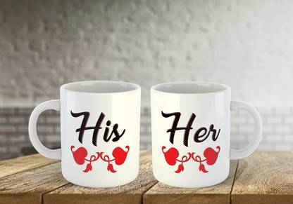 CHARMING His & Her Couple Printed Couple Combo Coffee Ceramic Coffee Mug