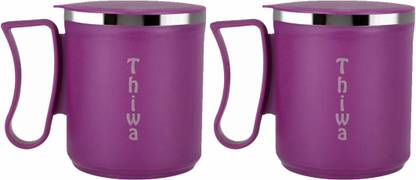 Thiwa Steel Coffee Cup with Lid (ABS Plastic Outer) Stainless Steel Coffee tea mug Plastic, Stainless Steel Coffee Mug